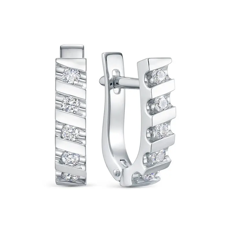 Серьги с английским замком из белого золота