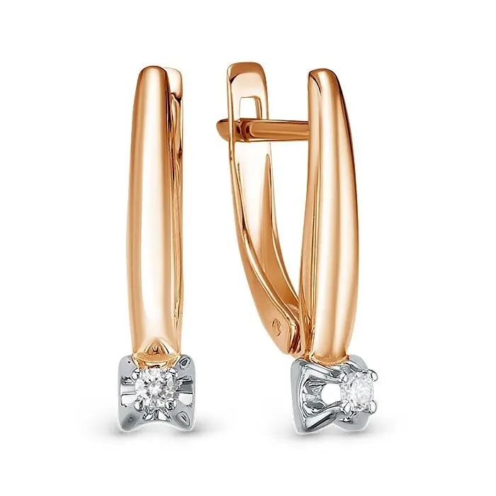 Серьги с английским замком из комбинированного золота