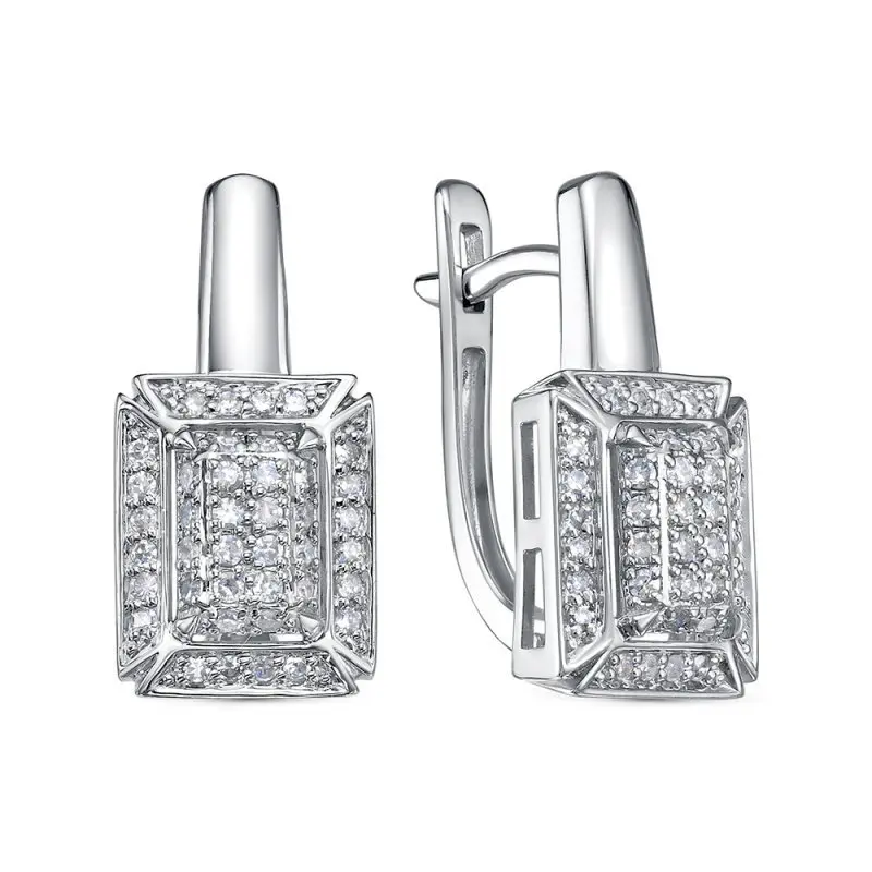 Серьги с английским замком из белого золота