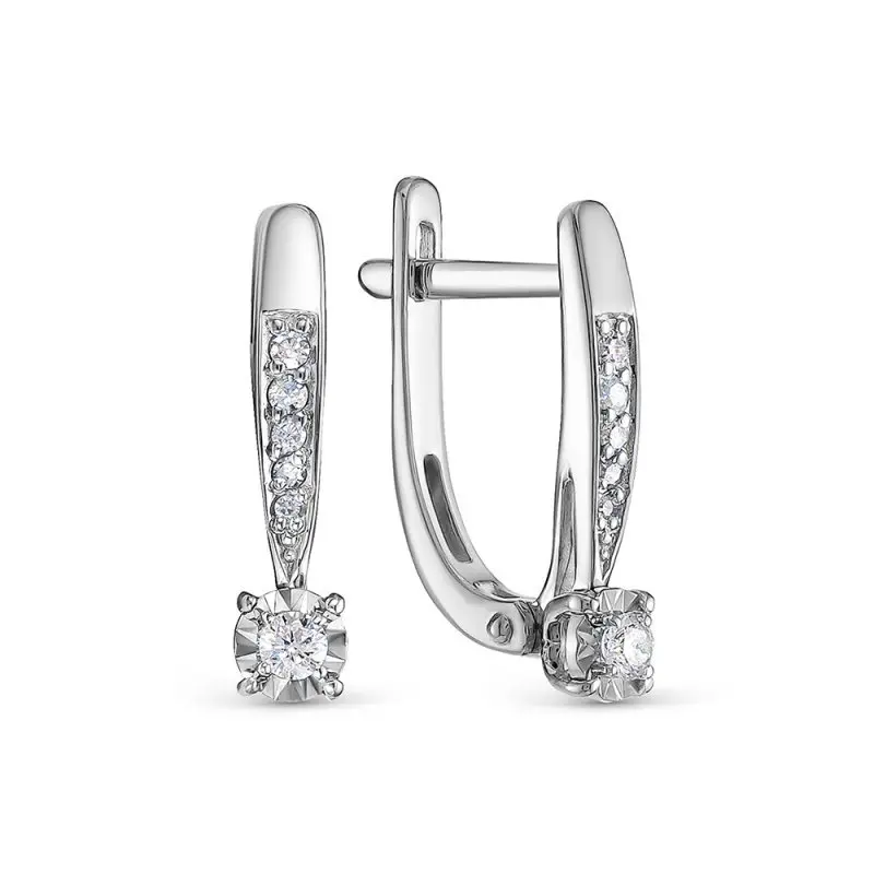 Серьги с английским замком из белого золота