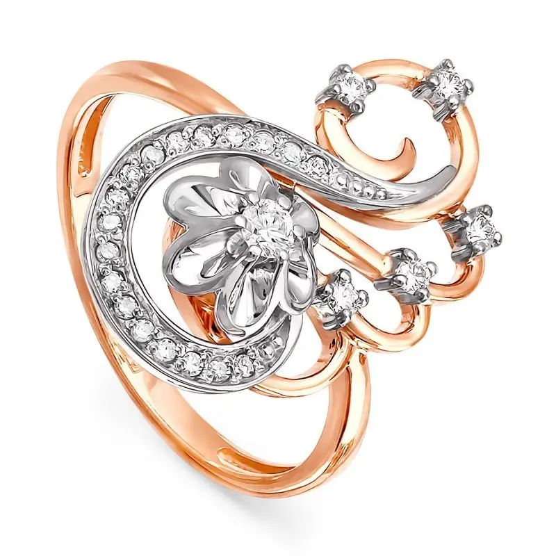 Кольцо декоративное из комбинированного золота