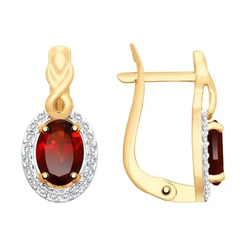 Серьги с английским замком из красного золота