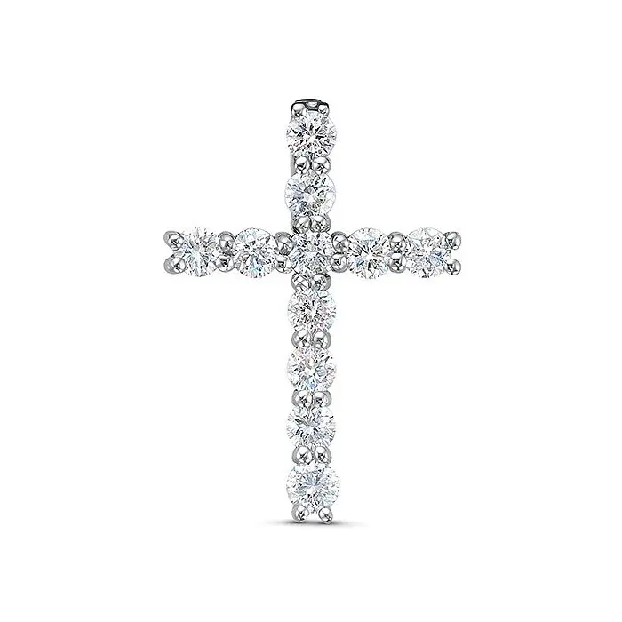 Подвеска декоративный крест из белого золота
