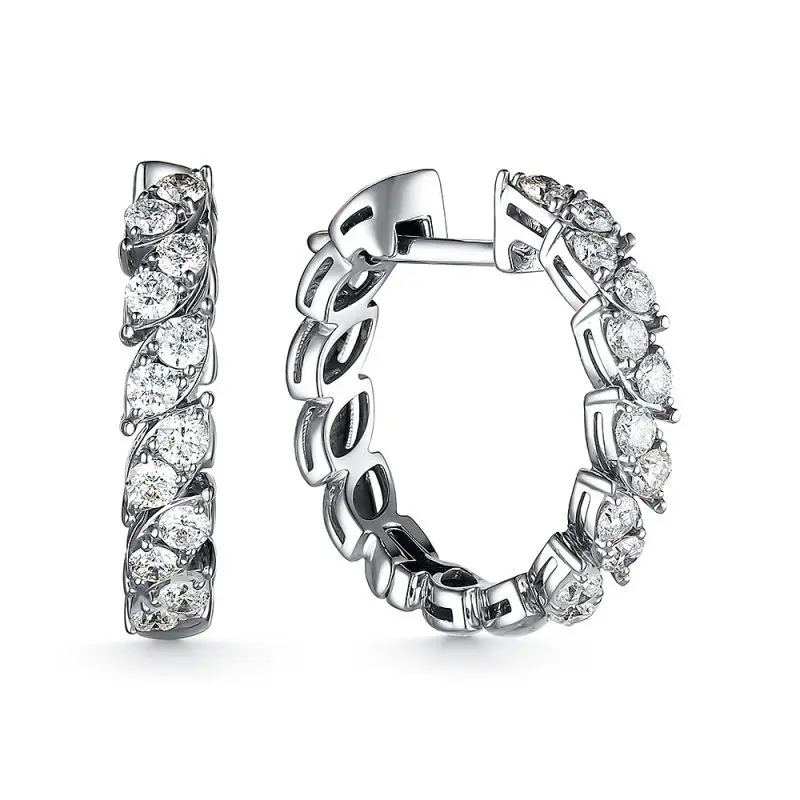 Серьги конго из белого золота