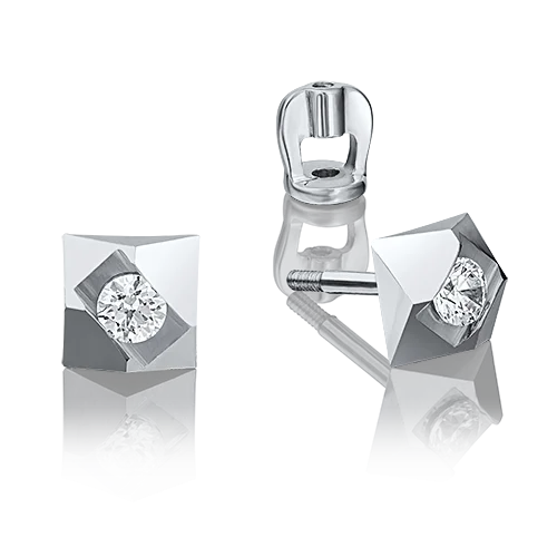 Серьги пуссеты из белого золота