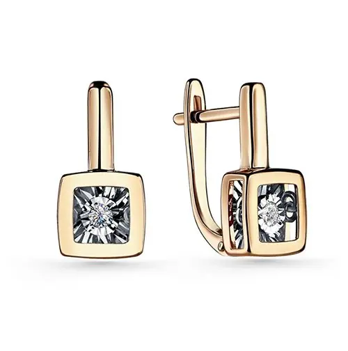 Серьги с английским замком из комбинированного золота