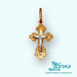 Подвеска крест из комбинированного золота