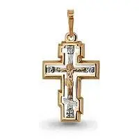 Подвеска крест из комбинированного золота