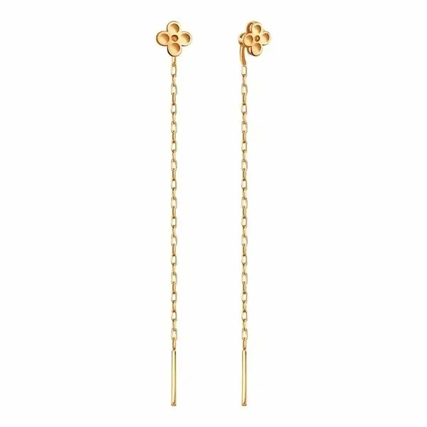 Серьги цепочки из красного золота