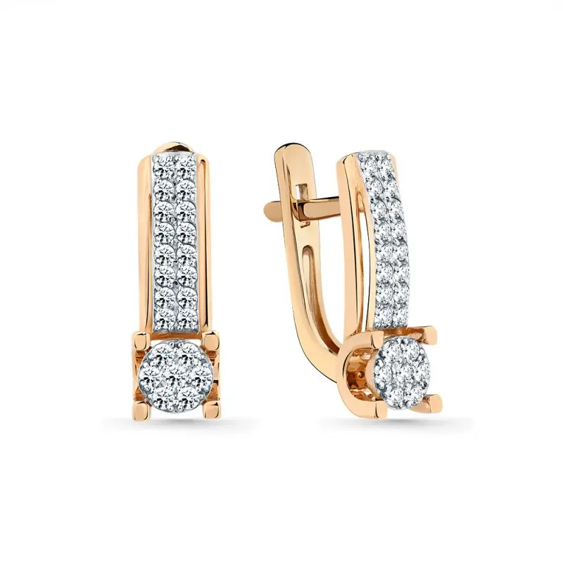 Серьги с английским замком из комбинированного золота