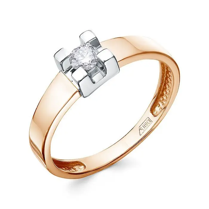 Кольцо помолвочное из комбинированного золота