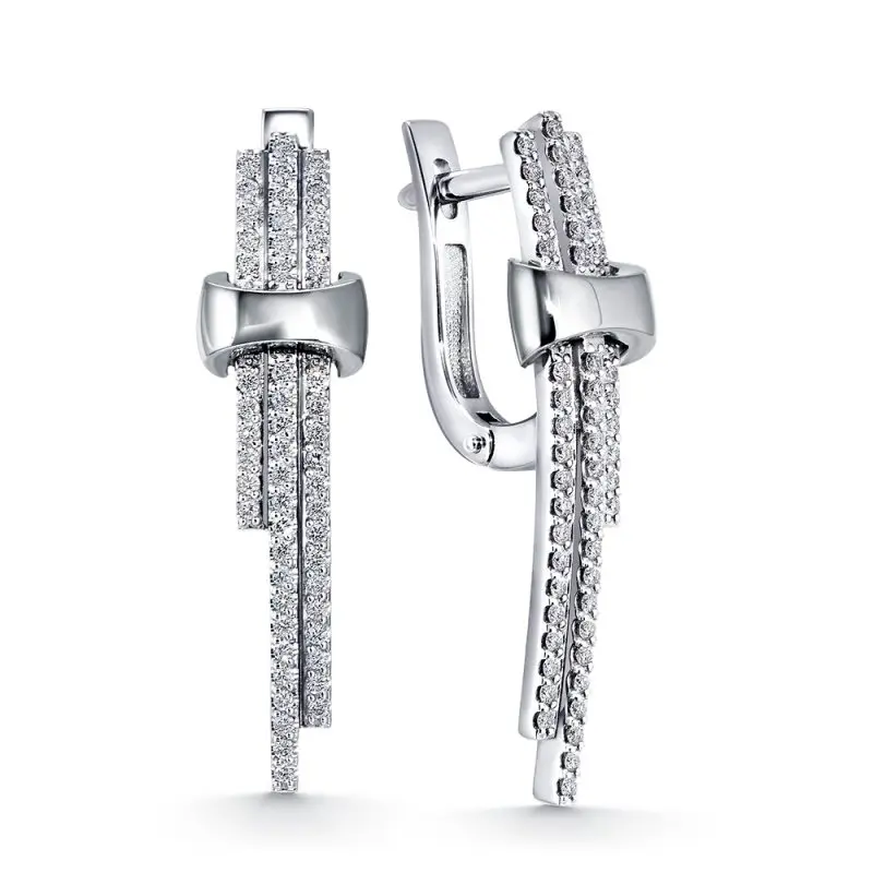 Серьги с английским замком из белого золота