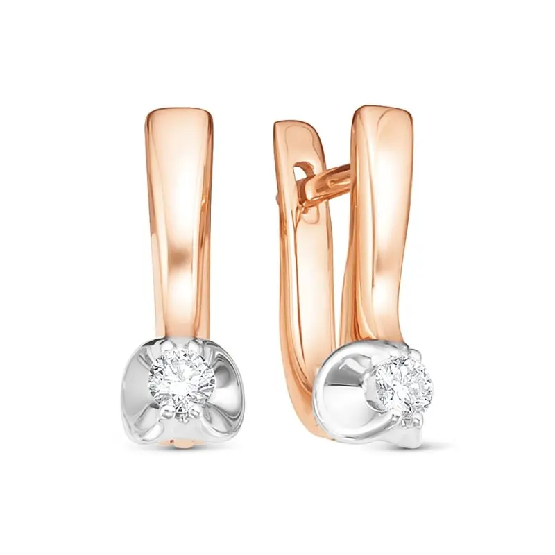 Серьги с английским замком из белого золота с бриллиантами