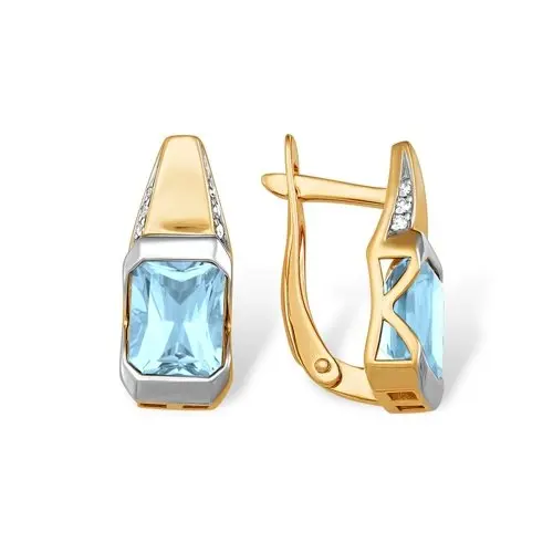 Серьги с английским замком из комбинированного золота