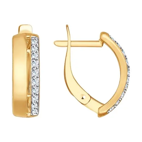 Серьги с английским замком из комбинированного золота