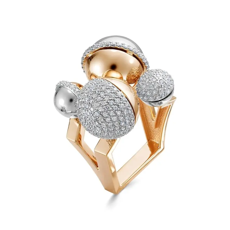 Кольцо декоративное из комбинированного золота