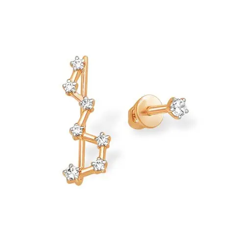 Серьги зажимы из красного золота