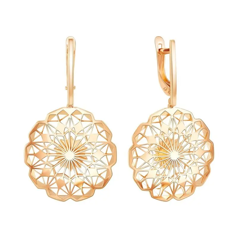 Серьги подвесные из красного золота