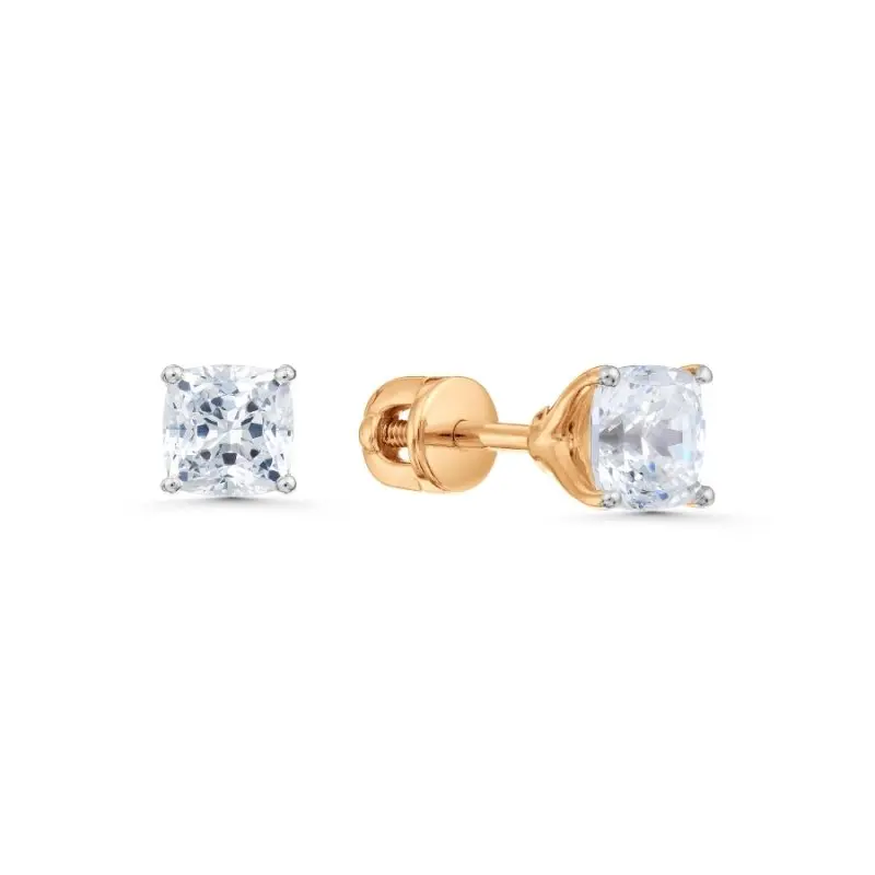 Серьги пуссеты из красного золота