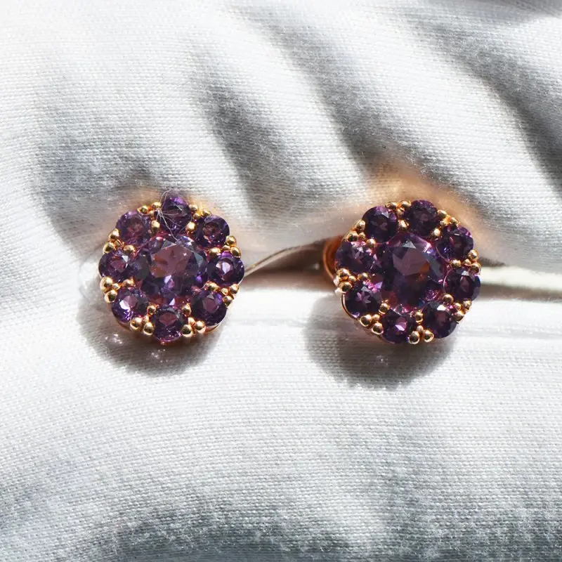 Серьги пуссеты из красного золота