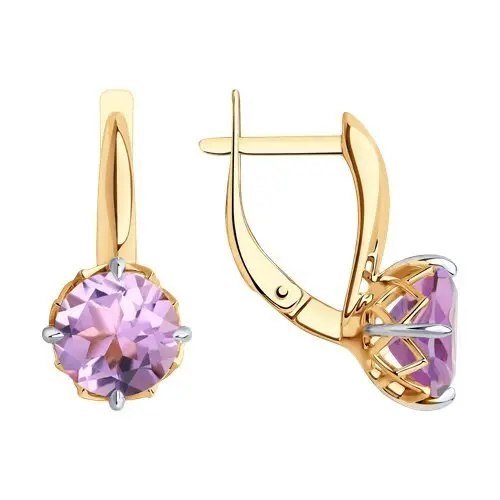 Серьги с английским замком из комбинированного золота