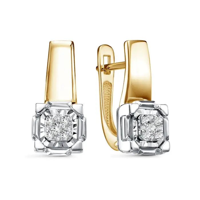 Серьги с английским замком из желтого золота