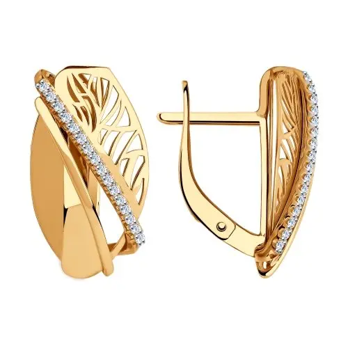 Серьги с английским замком из красного золота