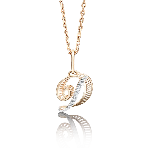 Подвеска буква из красного золота вид 1