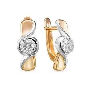 Серьги с английским замком из комбинированного золота