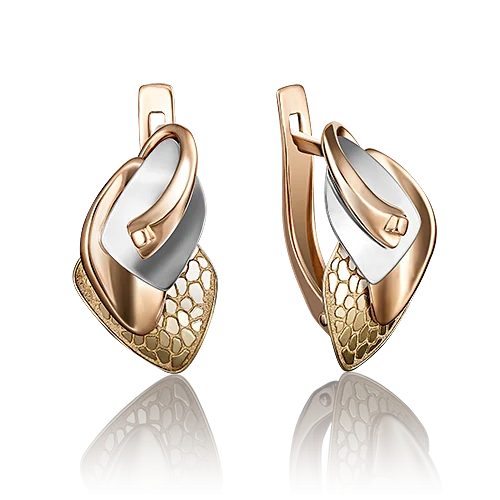 Серьги с английским замком из комбинированного золота