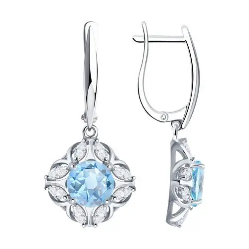 Серьги подвесные из серебра