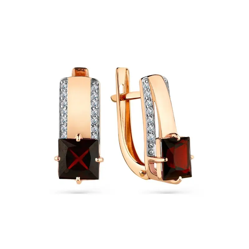 Серьги с английским замком из красного золота