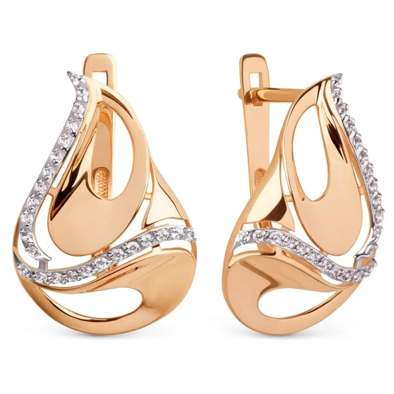 Серьги с английским замком из красного золота