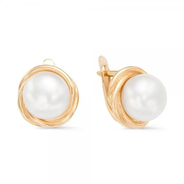 Серьги с английским замком из красного золота