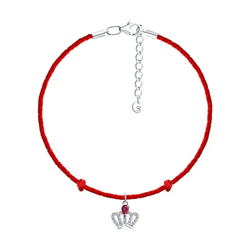 Браслет шнурок из серебра