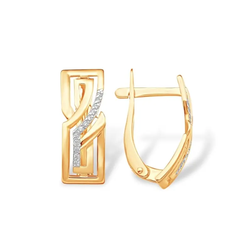 Серьги с английским замком из красного золота