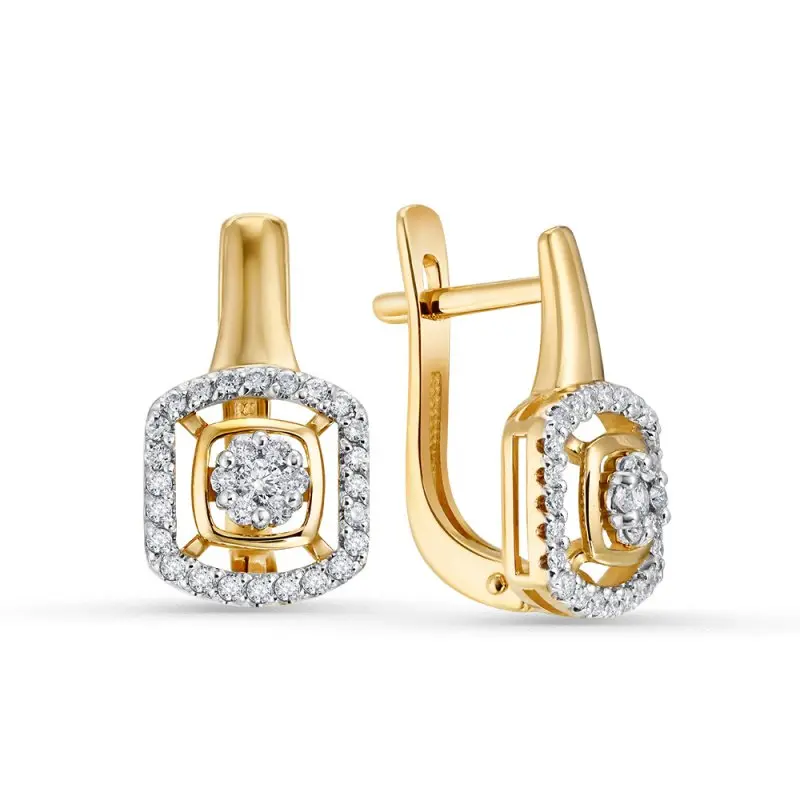 Серьги с английским замком из желтого золота