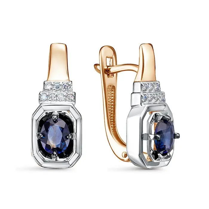 Серьги с английским замком из комбинированного золота