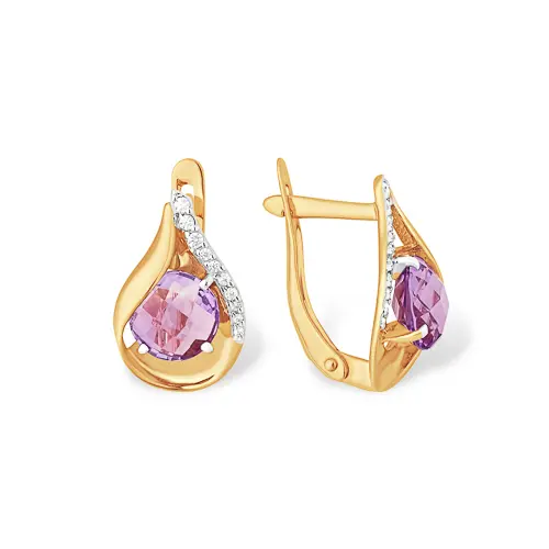 Серьги с английским замком из красного золота