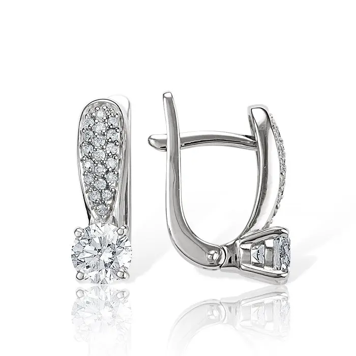 Серьги с английским замком из белого золота