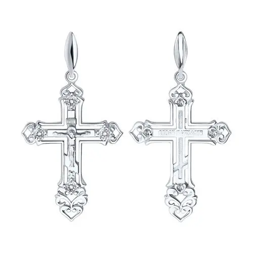 Подвеска крест из белого золота