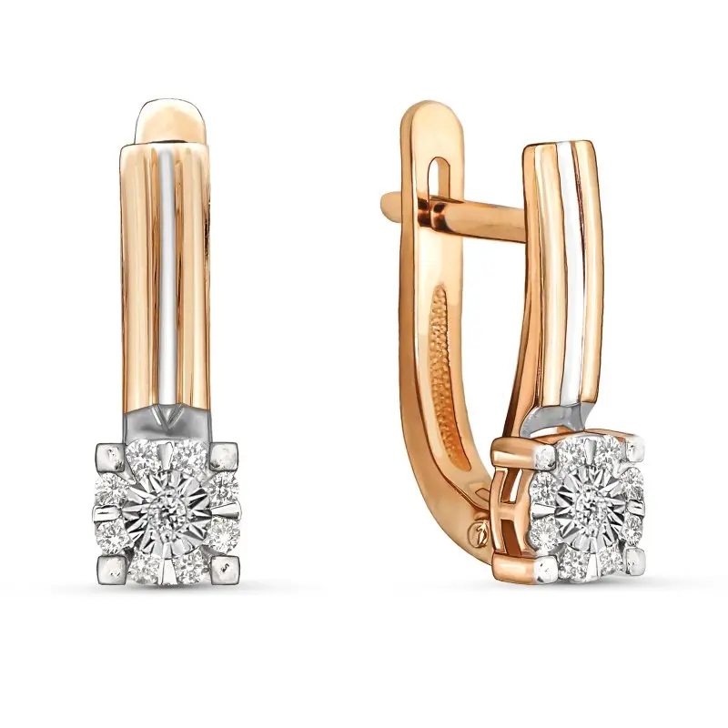 Серьги с английским замком из комбинированного золота