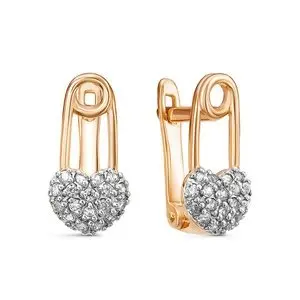 Серьги с английским замком из красного золота