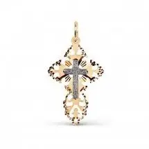 Подвеска крест из комбинированного золота