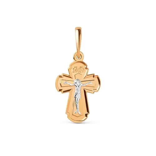Подвеска крест из красного золота