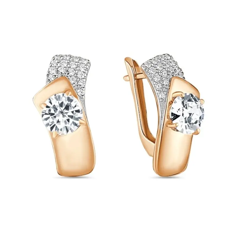 Серьги с английским замком из красного золота