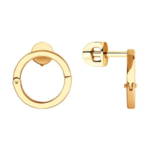 Серьги пуссеты из красного золота