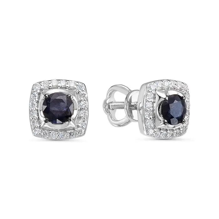 Серьги пуссеты из белого золота