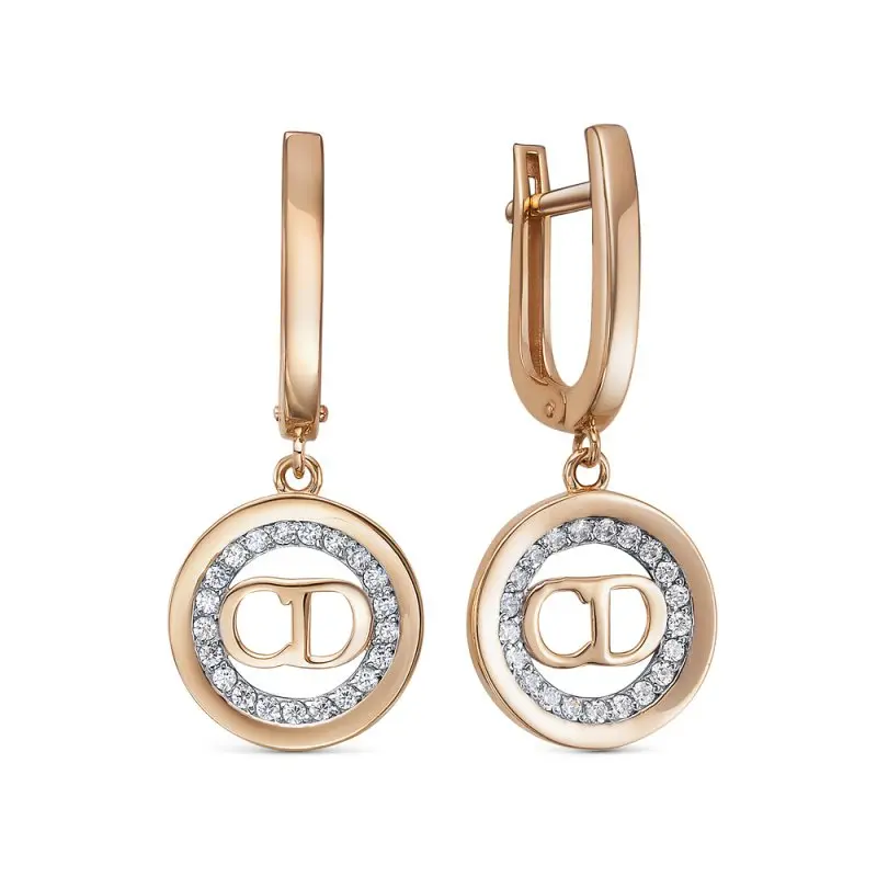 Серьги подвесные из красного золота