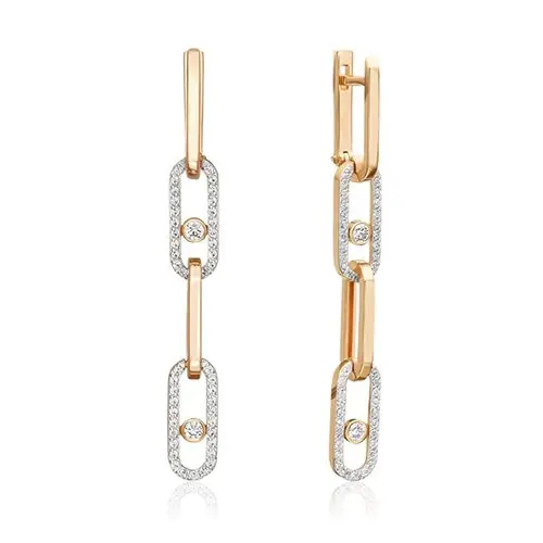 Серьги подвесные из красного золота